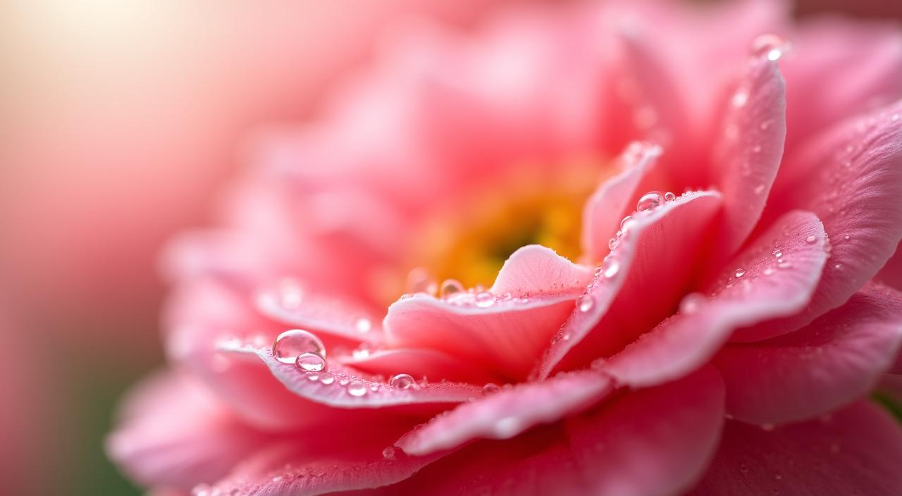 Close up of fresh dew on flower petals