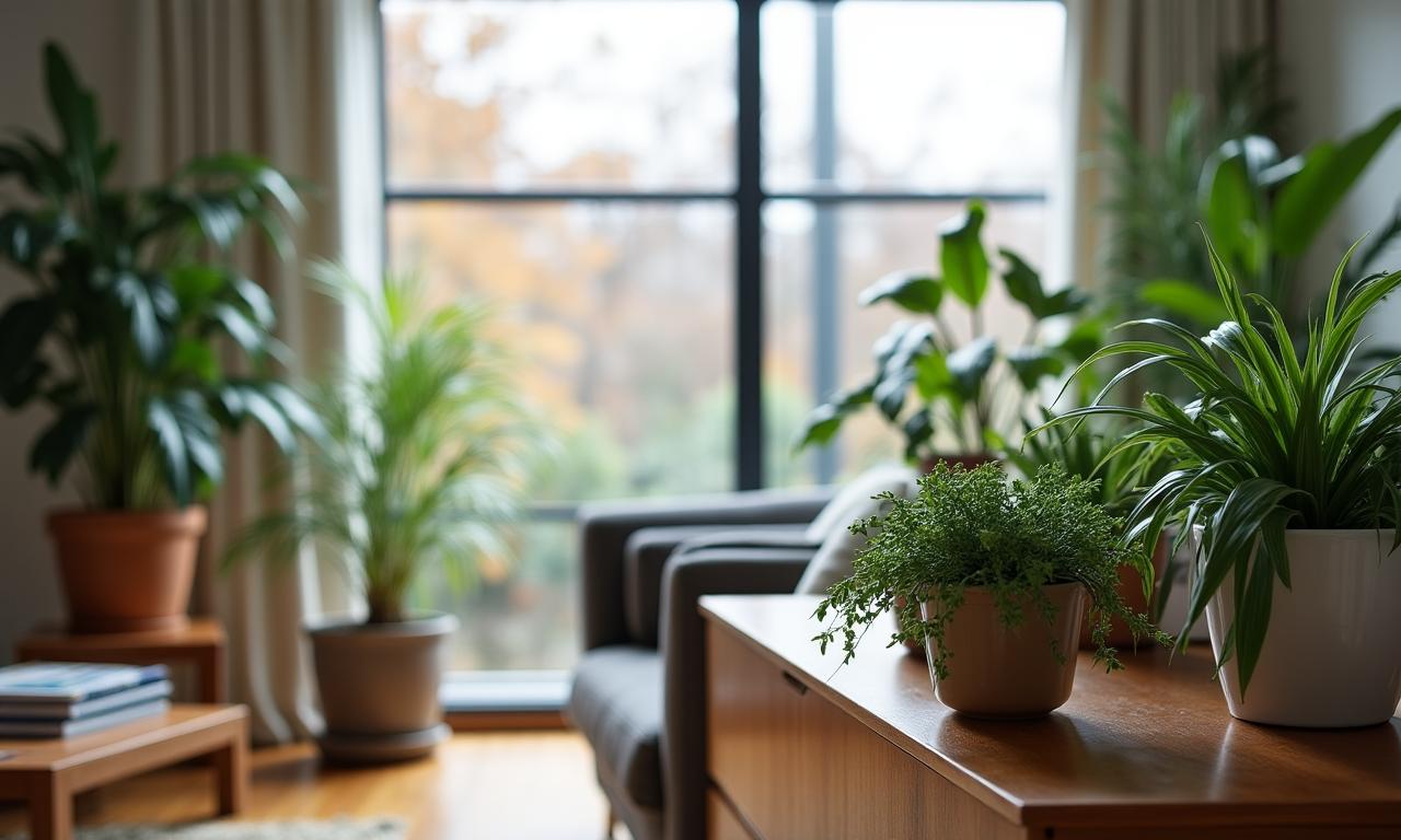 Cozy London flat corner with lush indoor plants